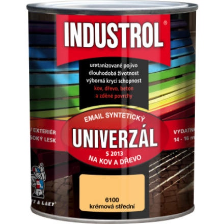 Industrol S2013 univerzál lesk vrchní barva na kov a dřevo, 6100 středně krémová, 750 ml