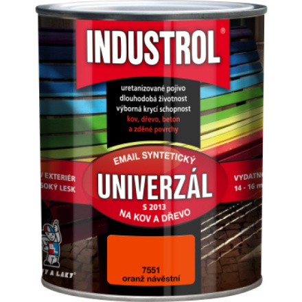 Industrol S2013 univerzál lesk vrchní barva na kov a dřevo, 7551 oranžová, 750 ml