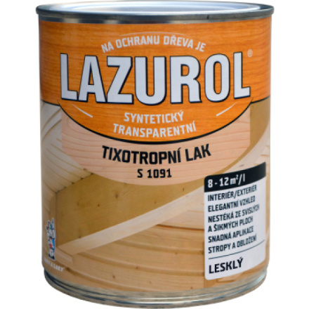 Lazurol S1091 lesk tixotropní nestékající lak na kov a dřevo, bezbarvý, 750 ml