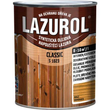 Lazurol Classic S1023 tenkovrstvá lazura na dřevo s obsahem olejů, 062 borovice, 750 ml