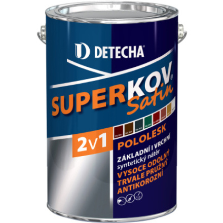 Detecha Superkov Satin 2v1 základní i vrchní barva na kov, pololesk, Ral 8017 hnědá čokoláda, 5 kg