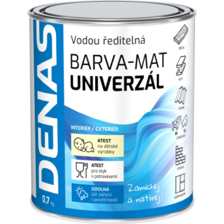 DENAS UNIVERZÁL-MAT vrchní barva na dřevo, kov a beton, 0111 šedá, 700 g