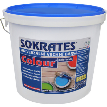 Sokrates Colour pololesk univerzální vrchní barva na dřevo a kov, 0100 bílá, 5 kg