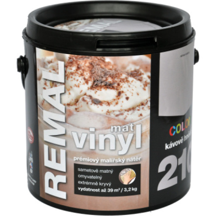 REMAL Vinyl Color mat omyvatelná barva na zeď, 210 kávově hnědá, 3,2 kg
