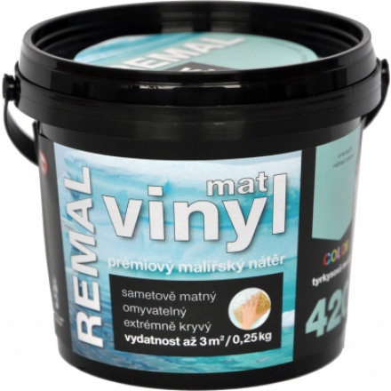 REMAL Vinyl Color mat omyvatelná barva na zeď, 420 tyrkysově modrá, 250 g