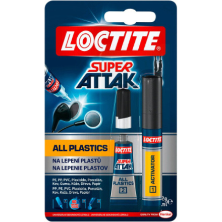 Loctite Super Attak Ultra Plastik vteřinové lepidlo obsah 2g + aktivátor, 4 ml