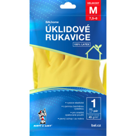 BALhome latexové úklidové rukavice, žluté, velikost M