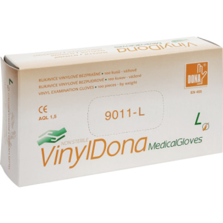 Vulkan VinylDona vinylové jednorázové bezprašné rukavice velikost L, 100 ks