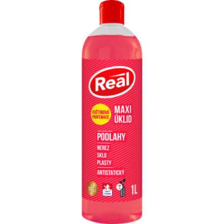 Real Maxi Úklid s květinovou parfemací čistič na podlahy nerez, sklo, plasty, antistatický, 1 l