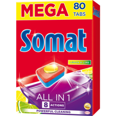 Somat tablety do myčky All in 1 Lemon & Lime, 80 ks