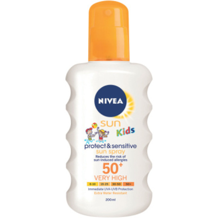 Nivea Sun Kids OF 50+ Protect & Sensitive dětský sprej na opalování, 200 ml