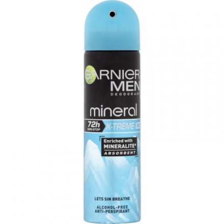 Garnier Mineral X-treme Ice for Men, deodorant pro muže, ochrana 72 hodin, deosprej 150 ml
