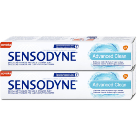 Sensodyne Advanced Clean zubní pasta, duo pack, 2 × 75 ml
