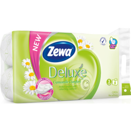 Zewa Deluxe Camomile Comfort 3vrstvý toaletní papír, 8 rolí, 19,3 m role