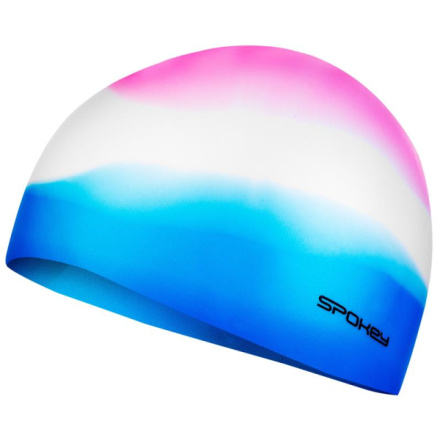 Spokey ABSTRACT-Plavecká čepice silikonová růžovo-bílo-modrá, K85370
