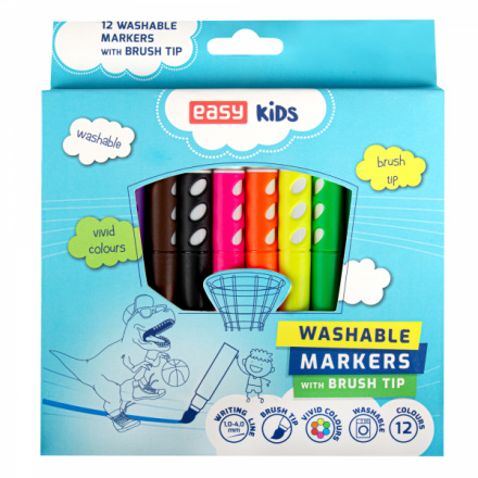 EASY Kids BRUSH Štětečkové fixy, vypratelné, 12 barev, S929848