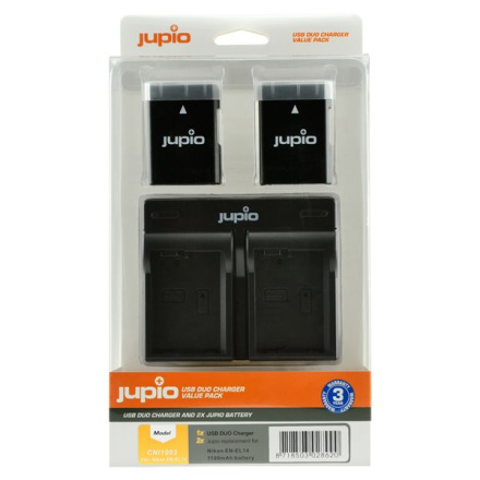 Set Jupio 2x EN-EL14(A) 1100mAh + USB duální nabíječka, CNI1003V4