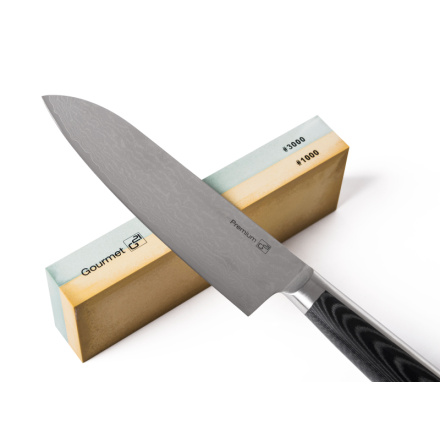 Sada nožů G21 Damascus Premium v bambusovém bloku, Box, 3 ks + brusný kámen, G21-DMSP-BX3BK