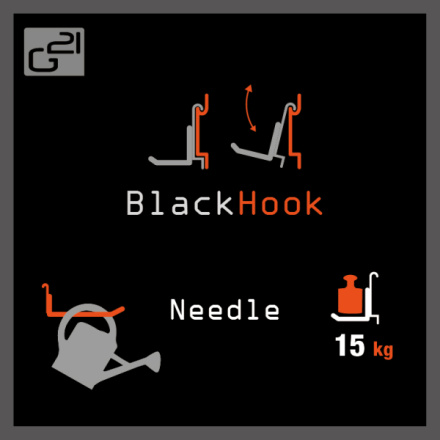 Závěsný systém G21 BlackHook needle 3,8 x 10 x 18 cm, GBHNEE18