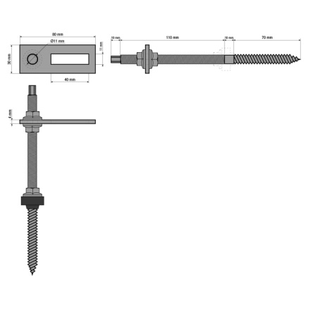 Šroub G21 kombivrut M10, 300 mm, pro vlnitou střechu, kompletní sada, DG21VS3