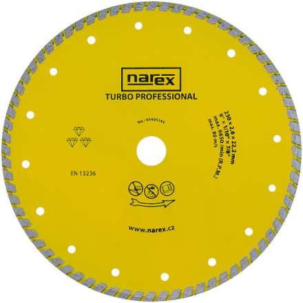 Diamantový kotouč Narex TURBO PROFESSIONAL 230 mm, 65405145