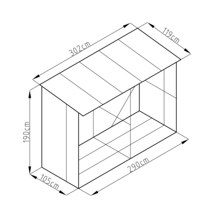 Přístřešek na dřevo G21 WOH 682 - 302 x 119 cm, antracitový, GWS-683-ANT