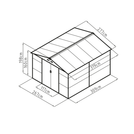 Zahradní domek G21 GAH 884 - 277 x 319 cm, šedý, GAH-884-ZNWG-2S0