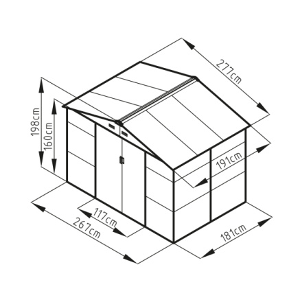 Zahradní domek G21 GAH 529 - 277 x 191 cm, antracitový, GAH-529-ZNG-2S0