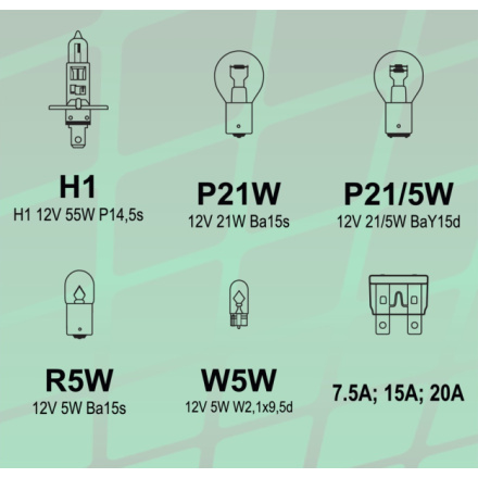 Žárovky servisní box univerzální H1 GREEN, 08532