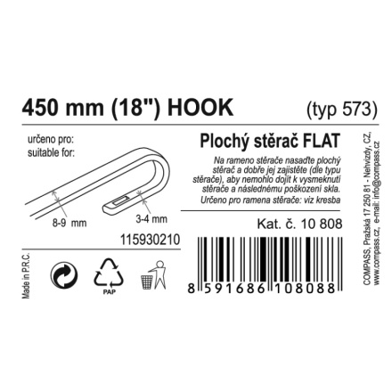 Stěrač FLAT BULK (HOOK) 18"/450mm, 10808