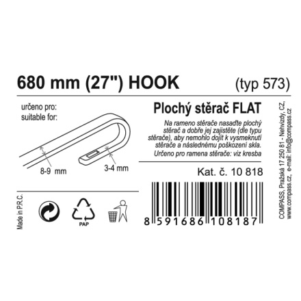 Stěrač FLAT BULK (HOOK) 27"/680mm, 10818