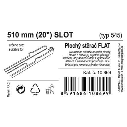 Stěrač FLAT BULK (SLOT) 20"/510mm, 10869