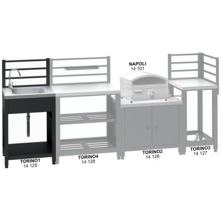 Modul stůl s dřezem TORINO 1 pro venkovní kuchyň 60x47x123cm, 14125