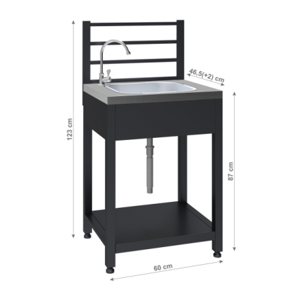 Modul stůl s dřezem TORINO 1 pro venkovní kuchyň 60x47x123cm, 14125