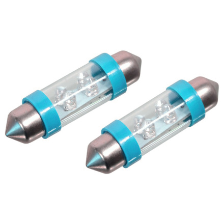 Žárovka 4LED 12V  suf. SV8.5 38mm modrá  2ks, SV8.5 (sufit), 33723