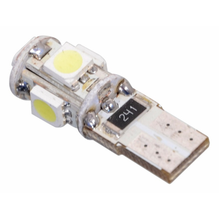 Žárovka 5 SMD LED 12V T10 s rezistorem CAN-BUS ready bílá, T10 (W2.1x9.2d), 33794