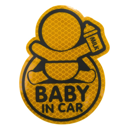 Dekor samolepící BABY IN CAR žlutý, 34321