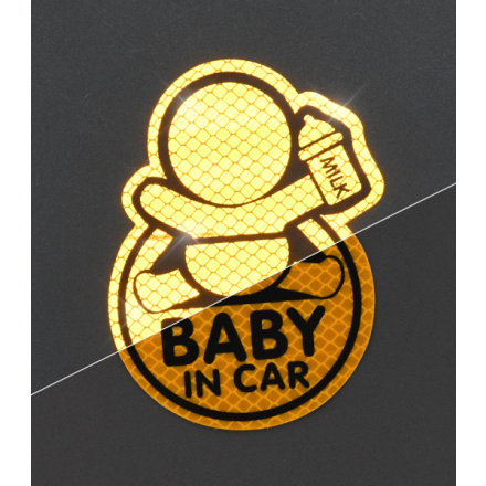 Dekor samolepící BABY IN CAR žlutý, 34321