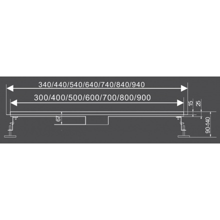 Lineární koupelnový žlab Černé Sklo 90 cm WET&DRY, TO-75389