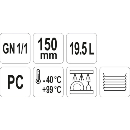 Gastro nádoba PC  GN 1/1 150mm, YG-00392