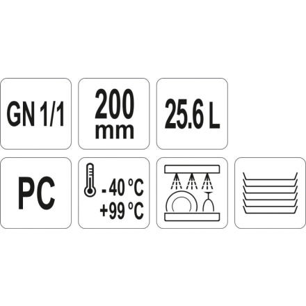 Gastro nádoba PC  GN 1/1 200mm, YG-00393