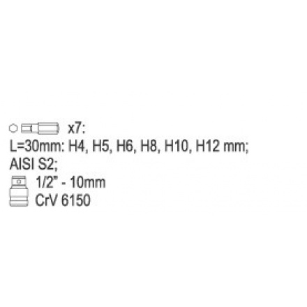 Sada bitů 7 ks imbus, YT-0412