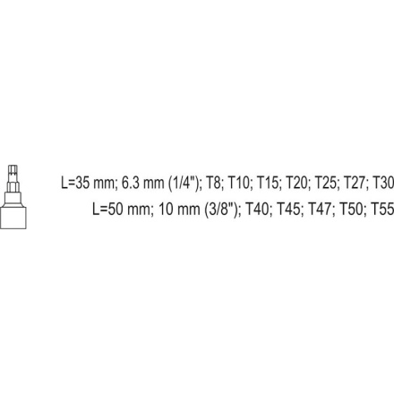 Bity Torx sada 12 ks (CrV 6150), YT-04332