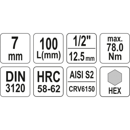 Nástavec prodloužený 1/2" bit Imbus H7, YT-04393