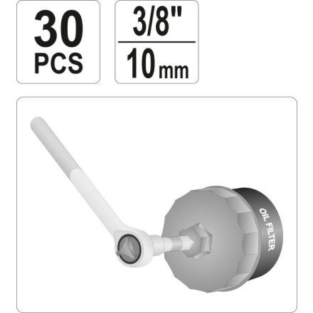 Sada klíčů miskových na olejové filtry 30 ks, YT-0596