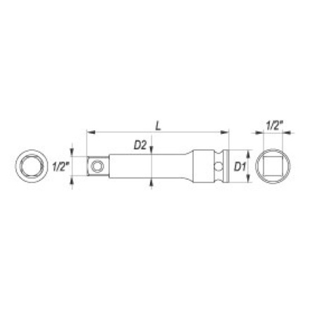 Nástavec 1/2" rázový prodlužovací 250 mm CrMo, YT-1062