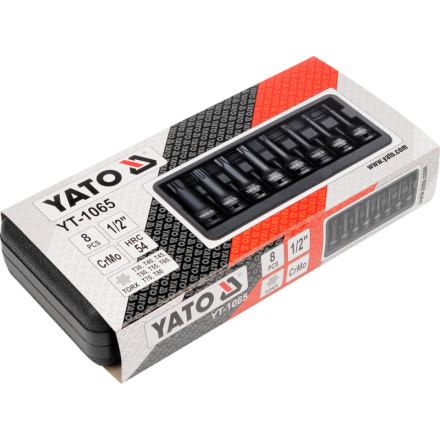 Sada nástavců 1/2" rázové 8 ks T30-T80 torx CrMo, YT-1065