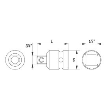 Nástavec adaptér 1/2" - 3/4" rázový CrMo SCM-440, YT-1067