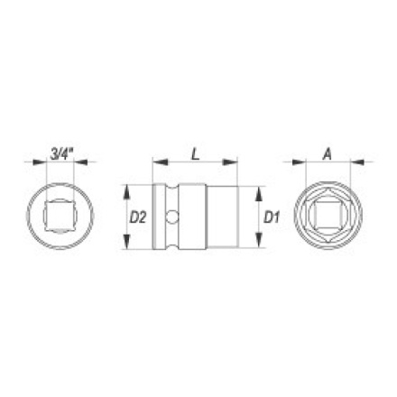 Nástavec 3/4" rázový šestihranný 30 mm CrMo, YT-1080