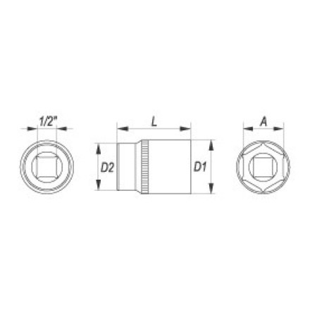 Nástavec 1/2" 8 mm šetihranný, YT-1201